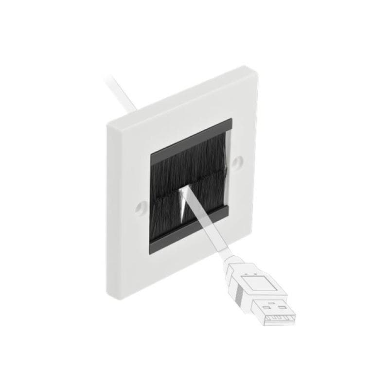 DELOCK Kabelmanagement Abdeckblende 86 x 86 mm mit schwarzen Bürstenstreifen