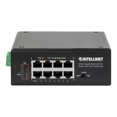 INTELLINET 8-Port PoE+ Gb Switch PoE-Passthrough 1xPD PoE 95W Eingangsstrom 7x PSE PoE Strombudget b