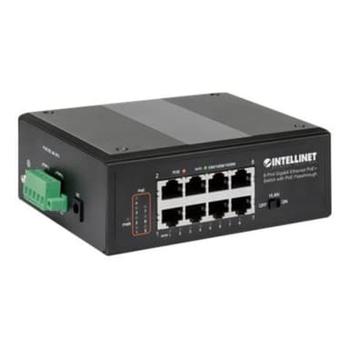 INTELLINET 8-Port PoE+ Gb Switch PoE-Passthrough 1xPD PoE 95W Eingangsstrom 7x PSE PoE Strombudget b