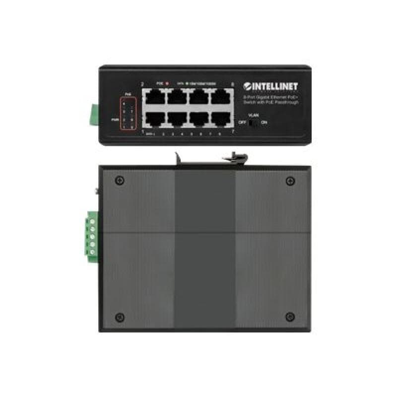 INTELLINET 8-Port PoE+ Gb Switch PoE-Passthrough 1xPD PoE 95W Eingangsstrom 7x PSE PoE Strombudget b