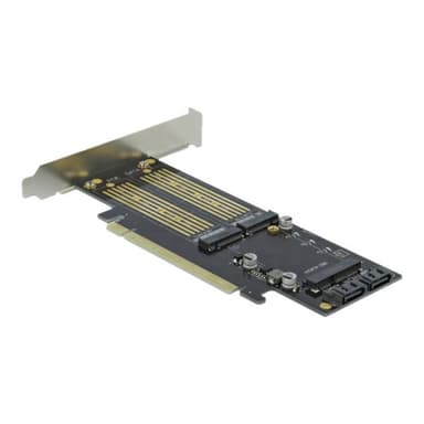DELOCK PCI Express x16 Karte zu 1 x M.2 Key B + 1 x NVMe M.2 Key M + 1 x mSATA - Low Profile Formfak