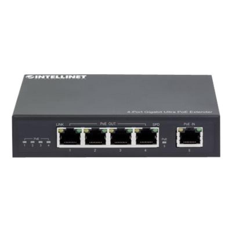 INTELLINET 4-Port Gigabit Ultra PoE-Extender 90W um 100m