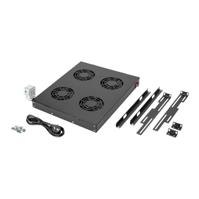DIGITUS NWKSch 19″ Zub Digitus Einbaulüfter 1HE / 4x / StS / sw