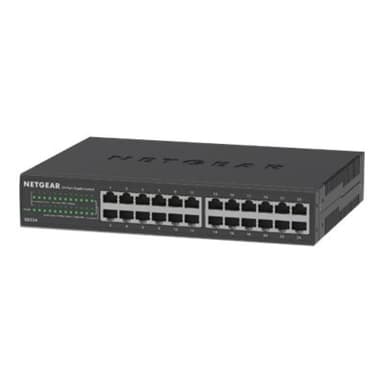NETGEAR GS324 24-Port Gigabit Ethernet Unmanaged Switch lüfterlos mit Wand- und Rackbefestigungskit