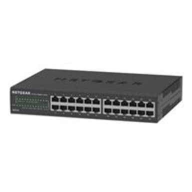 NETGEAR GS324 24-Port Gigabit Ethernet Unmanaged Switch lüfterlos mit Wand- und Rackbefestigungskit