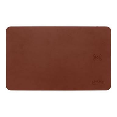 INLINE Maus-Pad, Wireless Charging, 370x225x7mm, braun