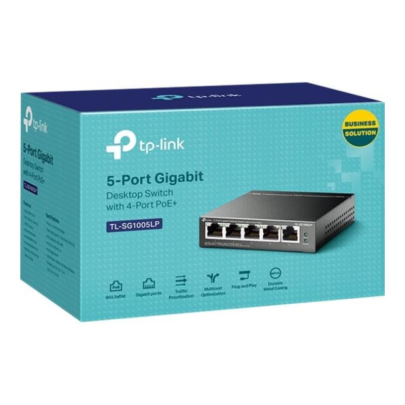 TP-LINK 5-Port Gigabit Desktop Switch with  4-Port PoE+  40 W PoE Power, Desktop Steel Case
