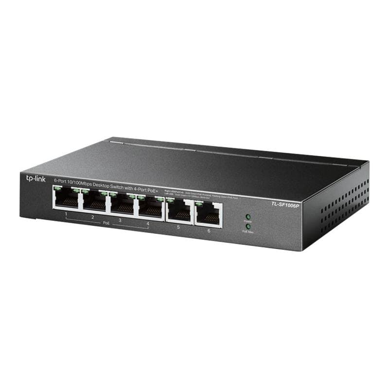 TP-LINK 6-Port 10/100 Mbps Desktop Switch with 4-Port PoE+ 67 W PoE Power, Desktop Steel Case
