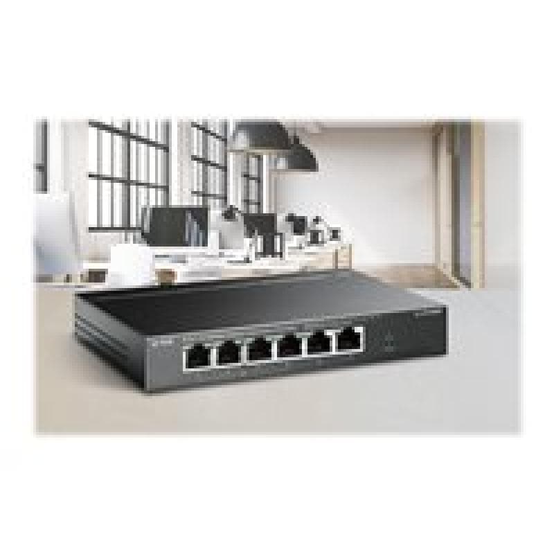 TP-LINK 6-Port 10/100 Mbps Desktop Switch with 4-Port PoE+ 67 W PoE Power, Desktop Steel Case