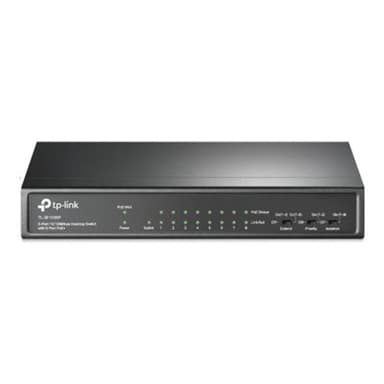 TP-LINK 9-Port 10/100 Mbps Desktop Switch with 8-Port PoE+ 65 W PoE Power, Desktop Steel Case