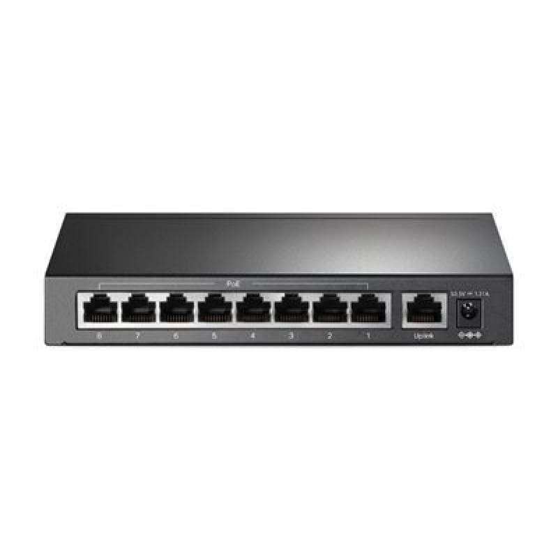 TP-LINK 9-Port 10/100 Mbps Desktop Switch with 8-Port PoE+ 65 W PoE Power, Desktop Steel Case