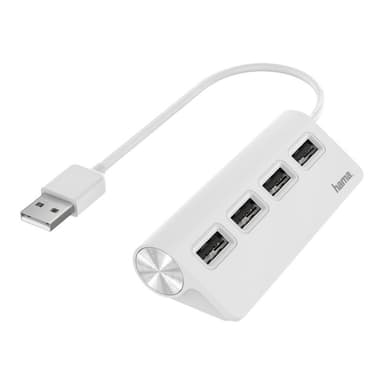 HAMA USB-Hub 4 Ports, USB 2.0, 480 Mbit/s, weiß