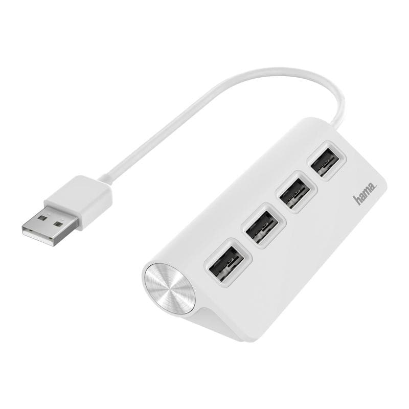 HAMA USB-Hub 4 Ports, USB 2.0, 480 Mbit/s, weiß