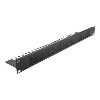 DELOCK Cable Management Brush Strip with Cable Support Plate - Kabelführungspanel mit Bürste - Schwa