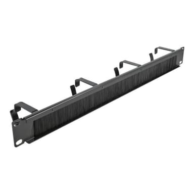 DELOCK Cable Management Brush Strip with 4 hooks - Kabelführungspanel mit Bürste - Schwarz - 1U - 48