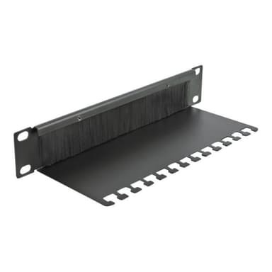 DELOCK Cable Management Brush Strip with Cable Support Plate - Kabelführungspanel mit Bürste - Schwa