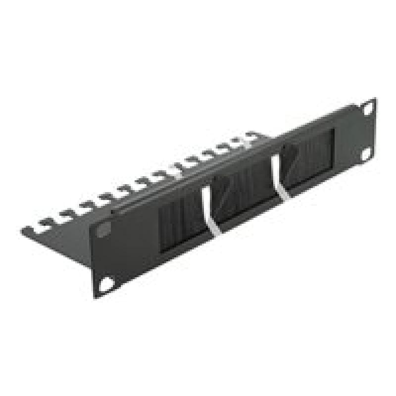 DELOCK Cable Management Brush Strip with Cable Support Plate - Kabelführungspanel mit Bürste - Schwa