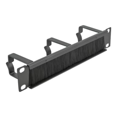DELOCK Cable Management Brush Strip with 3 hooks - Kabelführungspanel mit Bürste - Schwarz - 1U - 25