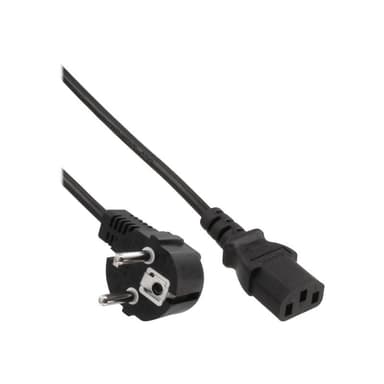 INLINE - Stromkabel - CEE 7/7 (S) gewinkelt bis IEC 60320 C13 - 1 m - Schwarz (Pack