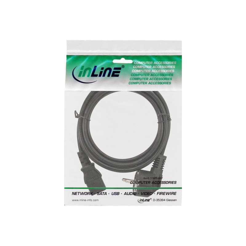 INLINE - Stromkabel - CEE 7/7 (S) gewinkelt bis IEC 60320 C13 - 1 m - Schwarz (Pack