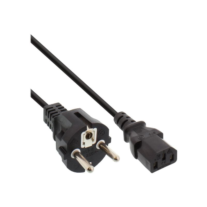 INLINE - Stromkabel - Typ E (M) bis IEC 60320 C13 - 1.8 m - geformt - Schwarz (Pack