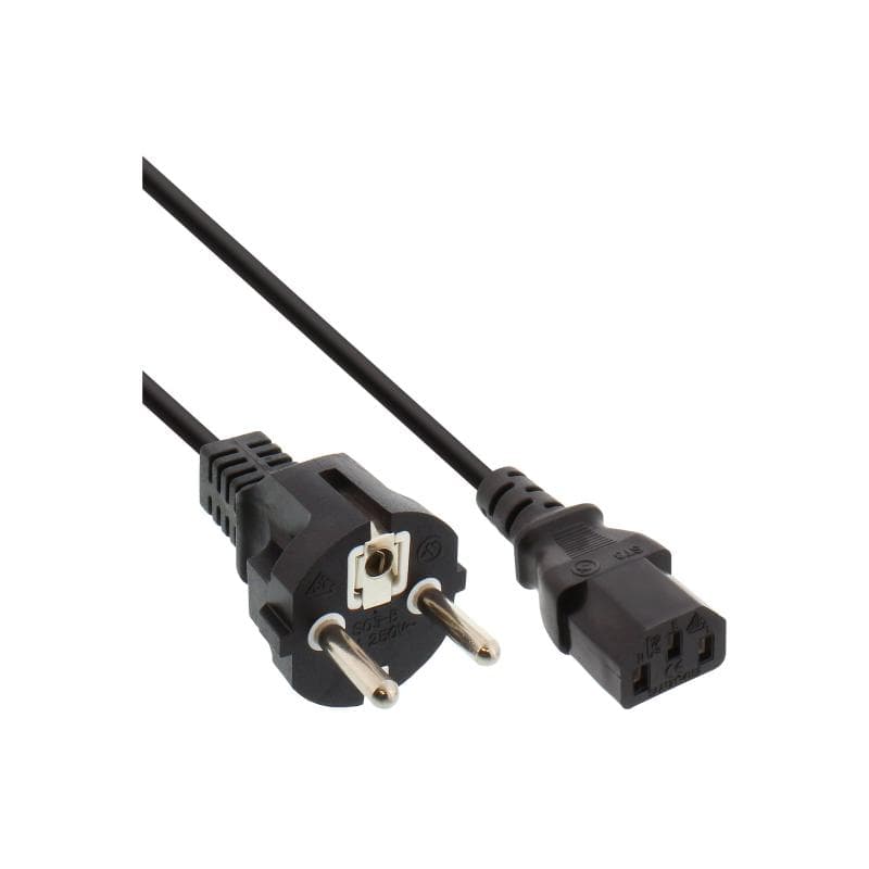 INLINE - Stromkabel - Typ E (M) bis IEC 60320 C13 - 1.8 m - geformt - Schwarz (Pack