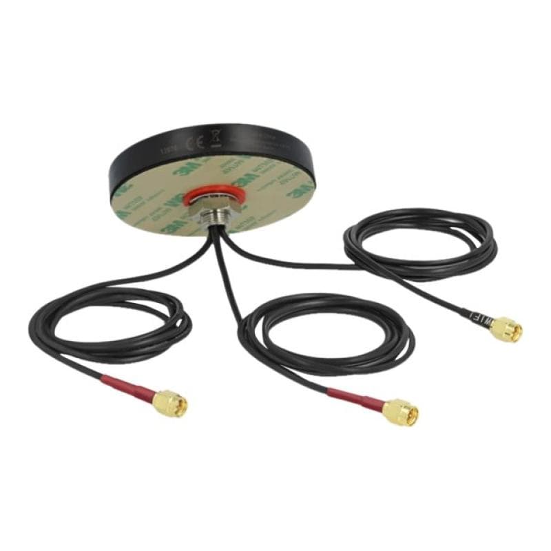 DELOCK LTE MIMO Dualband WLAN 802.11 ac/ax/a/h/b/g/n Antenne 3 x SMA Stecker RG-174 1 m Schraubmonta