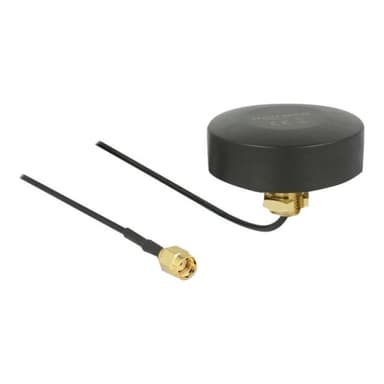 DELOCK WLAN 802.11 b/g/n Antenne RP-SMA Stecker 2 dBi starr omnidirektional mit Anschlusskabel RG-17