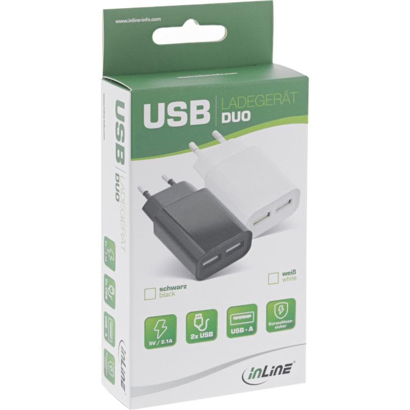 INLINE - Netzteil - 2,1 A - 2 Ausgabeanschlussstellen (USB) - weiß (31503W)