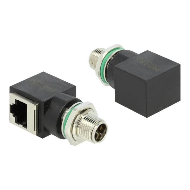 DELOCK Netzwerkadapter M12 8 Pin X-kodiert Stecker zu RJ45 Buchse