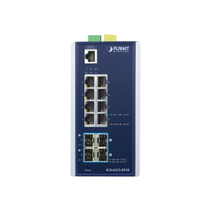 PLANET TECHNOLOGY PLANET Industrial L3 8-Port 1000T + 4-Port 10G SFP+