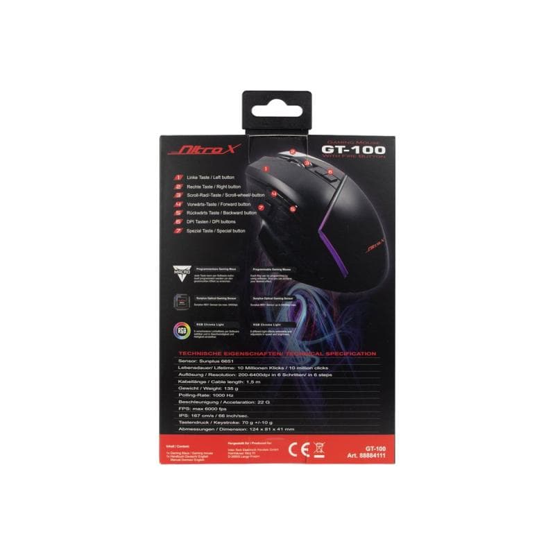 INTERTECH Inter-Tech Gaming-Maus GT-100 RGB, schwarz retail