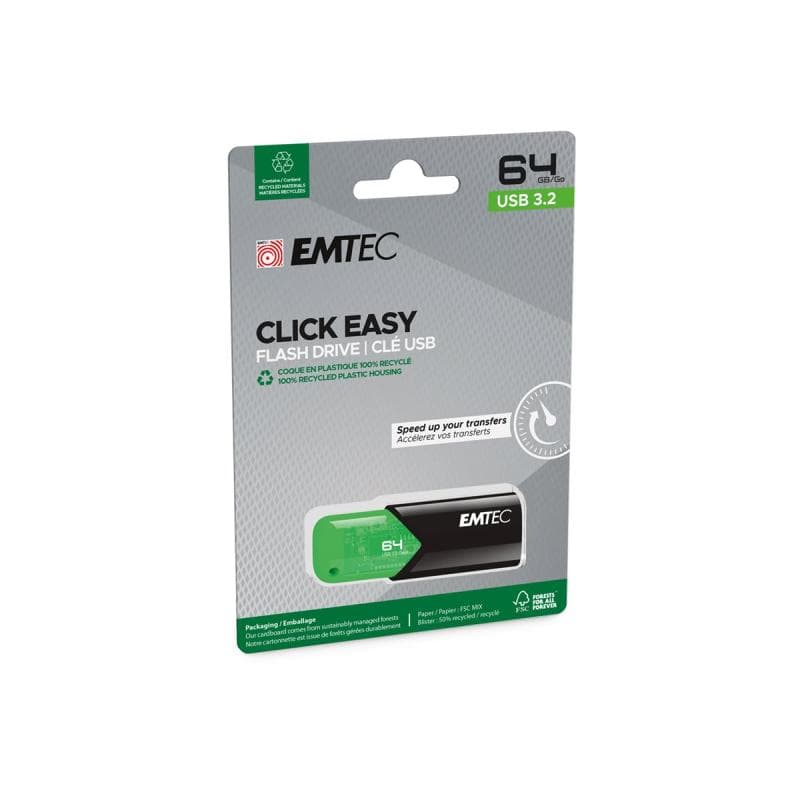 EMTEC USB-Stick 64 GB B110  USB 3.2 Click Easy Green