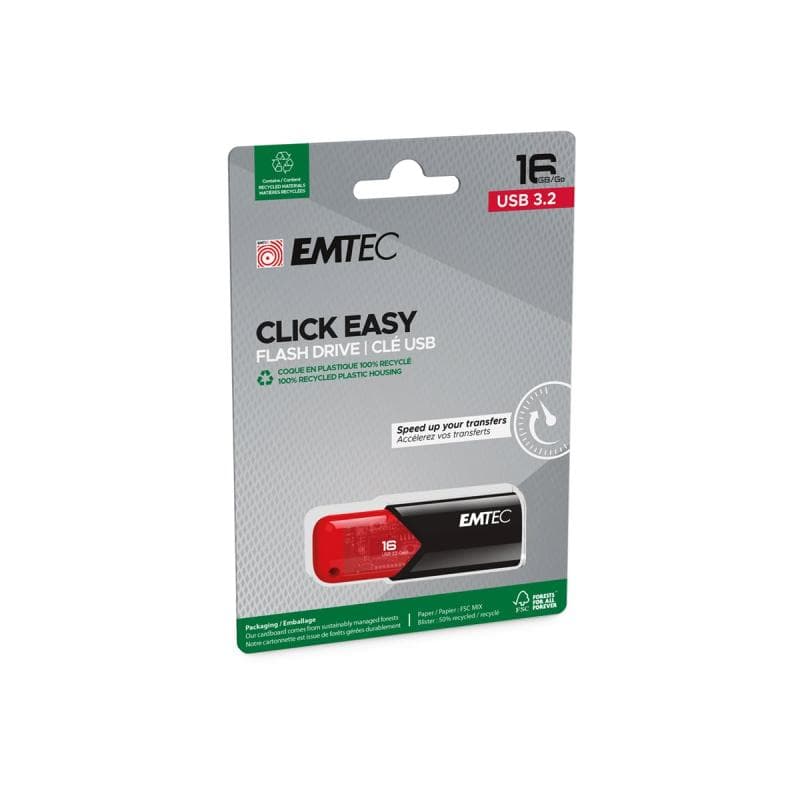 EMTEC USB-Stick 16 GB B110  USB 3.2 Click Easy Red