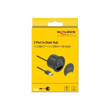 DELOCK 3P Tisch-Hub 1xUSB-C+2xUSB-A+HD | 62794