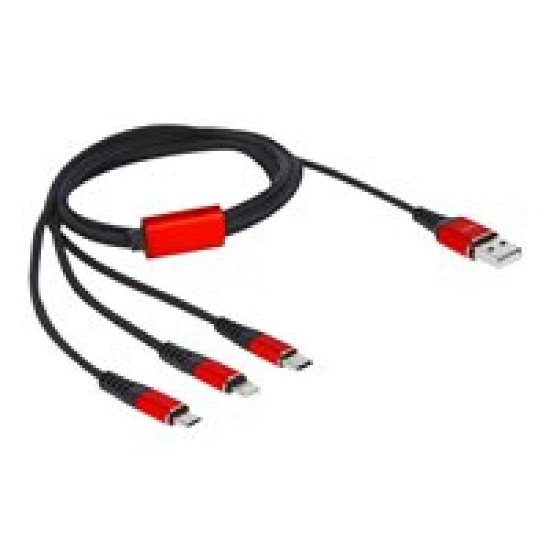 DELOCK USB 3in1Typ-A>Light./2xUSB-C 1m | 86709