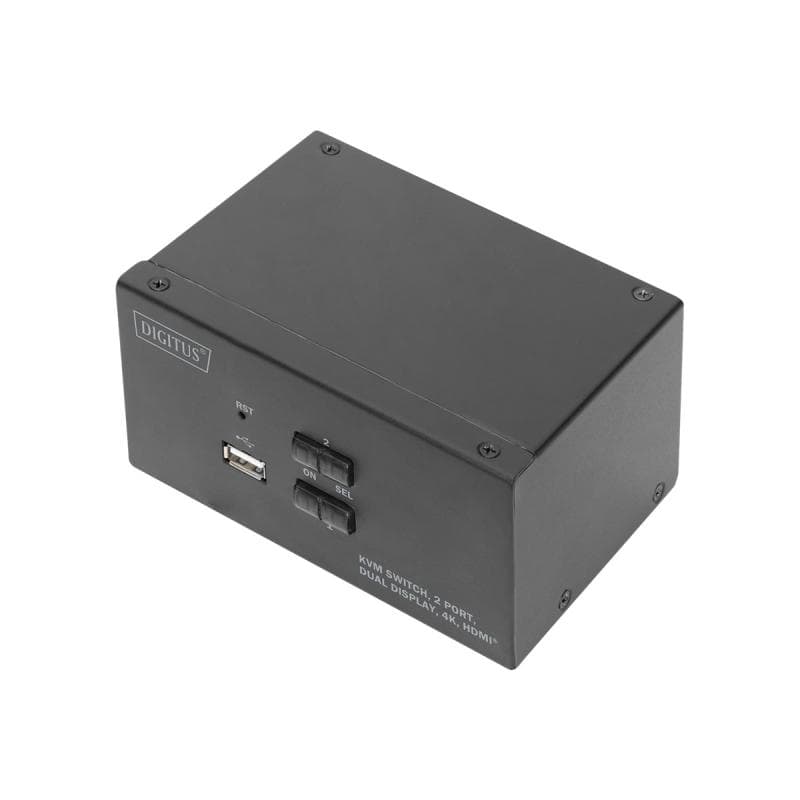 DIGITUS KVM Switch, 2-Port, Dual-Display. 4K, HDMI