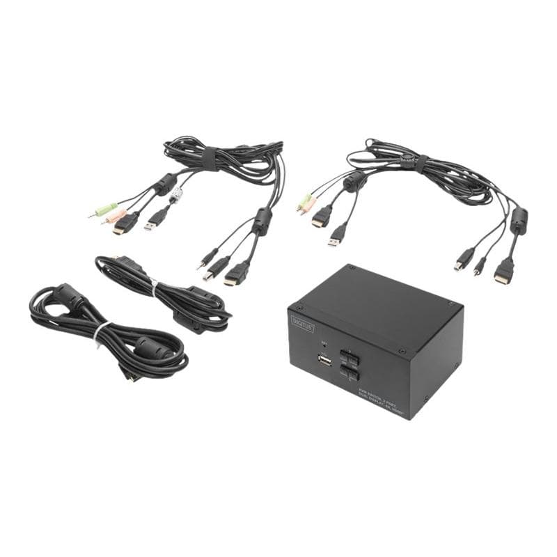 DIGITUS KVM Switch, 2-Port, Dual-Display. 4K, HDMI