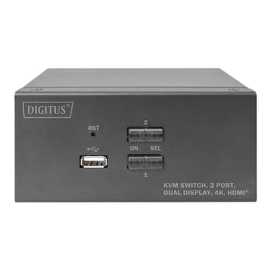 DIGITUS KVM Switch, 2-Port, Dual-Display. 4K, HDMI