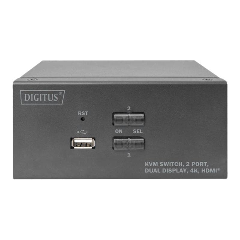 DIGITUS KVM Switch, 2-Port, Dual-Display. 4K, HDMI
