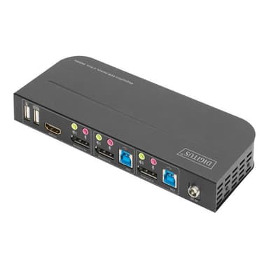 DIGITUS KVM Switch, 2-Port, 4K60Hz, 2xDP in, 1xDP/HDMI out