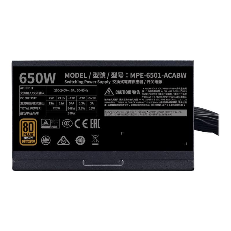 COOLERMASTER Netzteil MWE Bronze 650W V2 230V