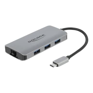 DELOCK USB 3.2 Gen 1 Hub mit 4 Ports und Gigabit LAN und PD