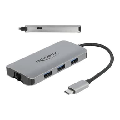 DELOCK USB 3.2 Gen 1 Hub mit 4 Ports und Gigabit LAN und PD