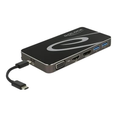 DELOCK USB Type-CT 3.2 Dockingstation 4K HDMI + DP / 1080p VGA, USB Hub und PD 3.0