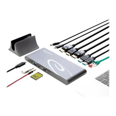 DELOCK USB Type-CT DP 1.4 Dockingstation Triple 4K Display - HDMI / DisplayPort / USB / LAN / SD / P