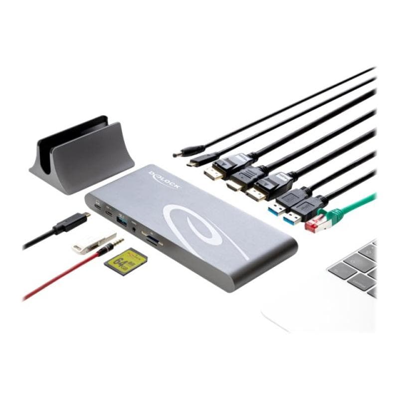 DELOCK USB Type-CT DP 1.4 Dockingstation Triple 4K Display - HDMI / DisplayPort / USB / LAN / SD / P