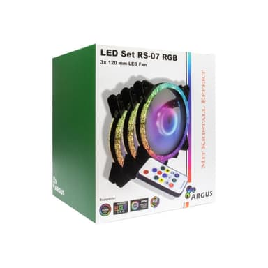 INTERTECH 120*120*25 ARGUS RGB-FAN SET RS-07, 3X LED retail