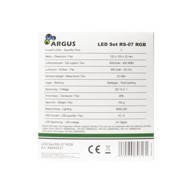 INTERTECH 120*120*25 ARGUS RGB-FAN SET RS-07, 3X LED retail