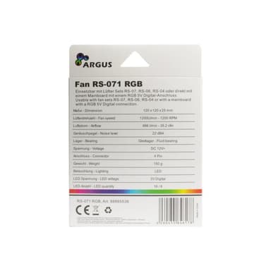 INTERTECH 120*120*25 ARGUS RS-071 RGB,Kristall-Effek retail